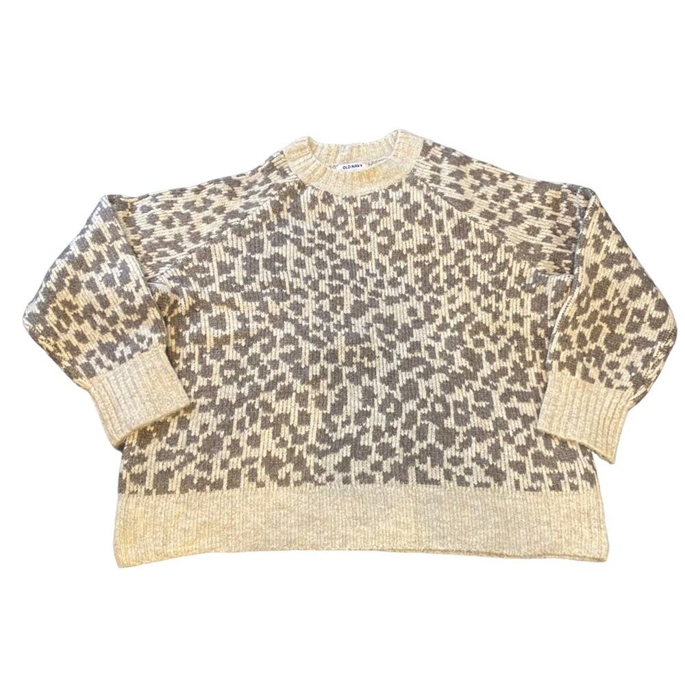 NWOT Old Navy Size 2XL Cozy Crew Neck Sweater Cheetah Print Very Soft